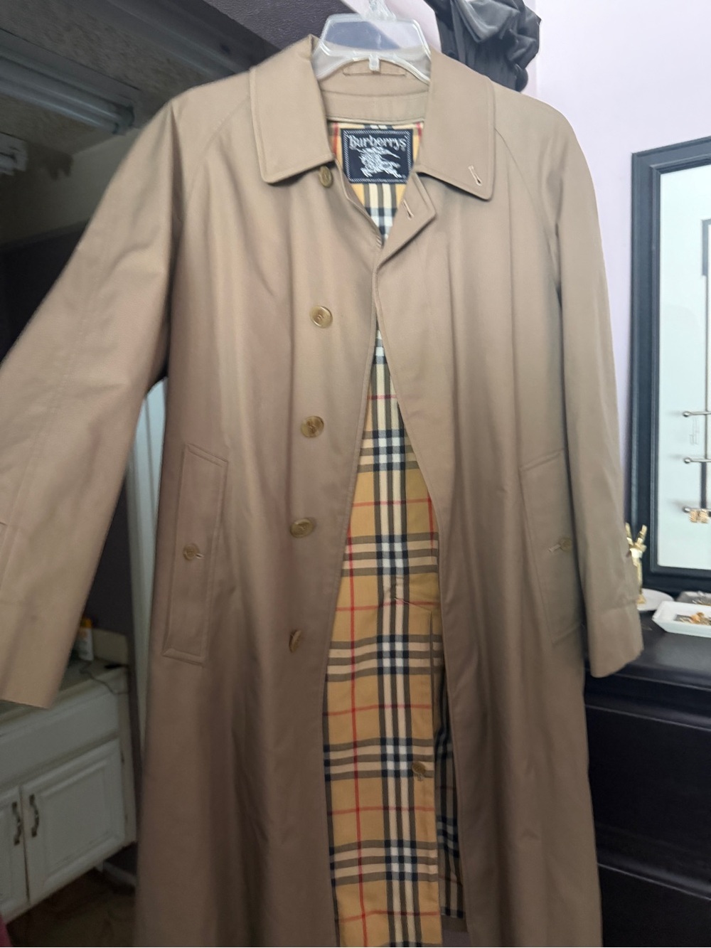 Burberry Tan Trench Coat with Signature Check Lining